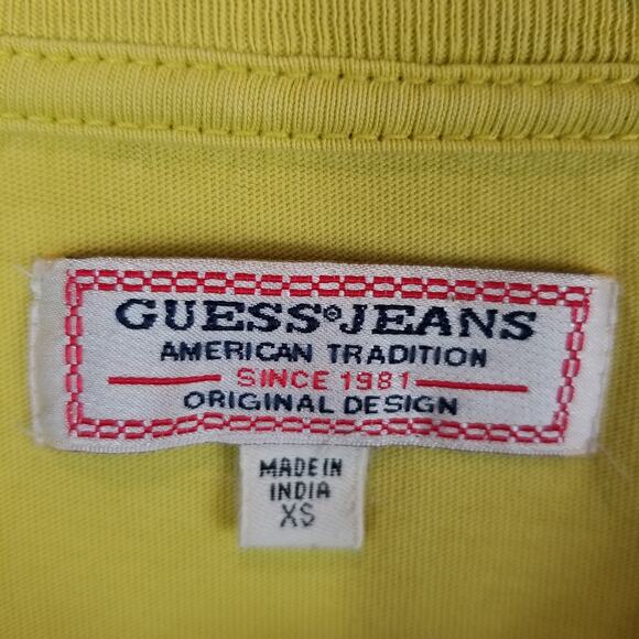 Guess Long Sleeve T-Shirt Unisex Yellow Size XS - Picture 5 of 5